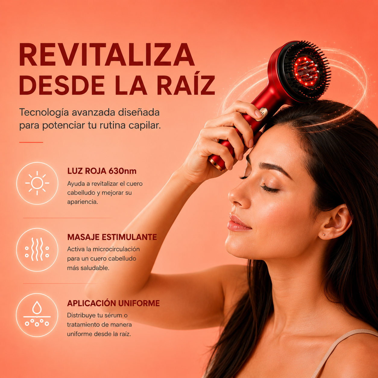 ELYSEN Revive™ Cepillo masajeador led rehabilitador capilar