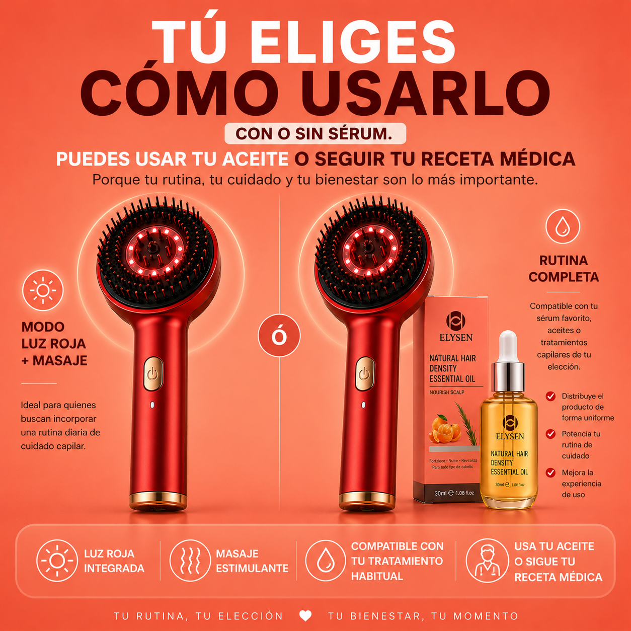 ELYSEN Revive™ Cepillo masajeador led rehabilitador capilar