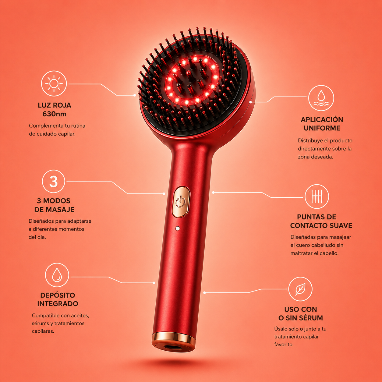 ELYSEN Revive™ Cepillo masajeador led rehabilitador capilar
